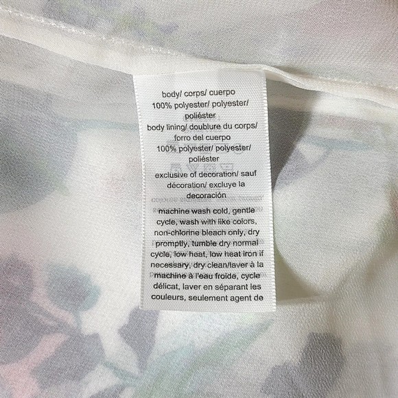 Tommy Hilfiger Blouse Size M Botanical Tie Smocking Long Sleeve Lined Multicolor - Picture 11 of 13